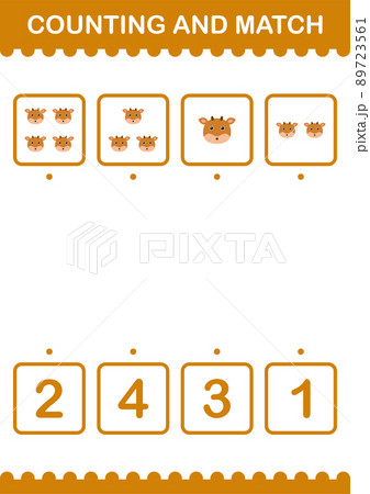 Counting and match Deer face. Worksheet for kids 89723561