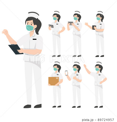 Thai Nurse Character Design Presenting Conceptのイラスト素材
