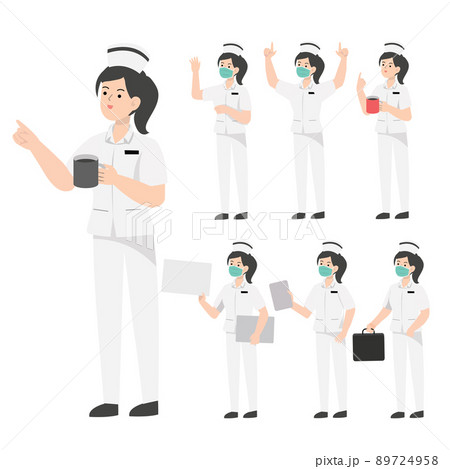 Thai Nurse Character Design Presenting Conceptのイラスト素材