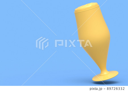 Frosty glass of fresh draft beer isolated on a blue monochrome background. 89726332