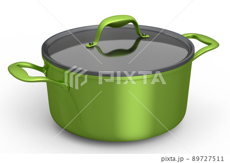 Stainless steel stewpot and chrome plated aluminum cookware on white background Stainless steel stewpot and chrome plated aluminum cookware on white background 89727511