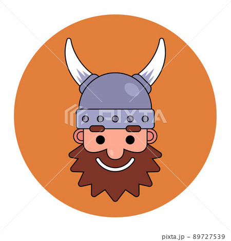 norwegian bearded warrior. viking in a horned helmet. 89727539