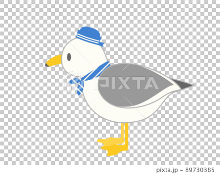 Illustration of a seagull wearing a sailor hat 89730385