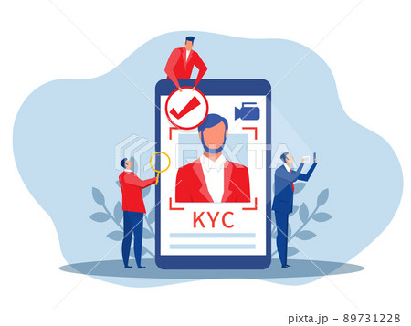 KYC or know your customer with business verifying the identity of its clients concept at the partners-to-be through a magnifying glass vector illustrator KYC or know your customer with business verifying the identity of its clients concept at the partners-to-be through a magnifying glass vector illustrator 89731228