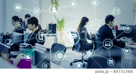 オフィスとワイヤレスネットワーク　社内LAN 89731368