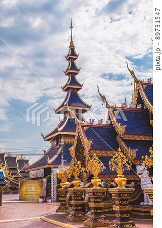 Wat Phiphat Mongkhon blue temple in Sukhothai, Thailand Wat Phiphat Mongkhon blue temple in Sukhothai, Thailand 89731547