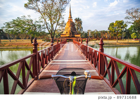 Bicycle in Wat Sra Sri or Wat Sa Si in Sukhothai historical park in Thailand Bicycle in Wat Sra Sri or Wat Sa Si in Sukhothai historical park in Thailand 89731688