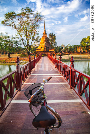 Bicycle in Wat Sra Sri or Wat Sa Si in Sukhothai historical park in Thailand Bicycle in Wat Sra Sri or Wat Sa Si in Sukhothai historical park in Thailand 89732096