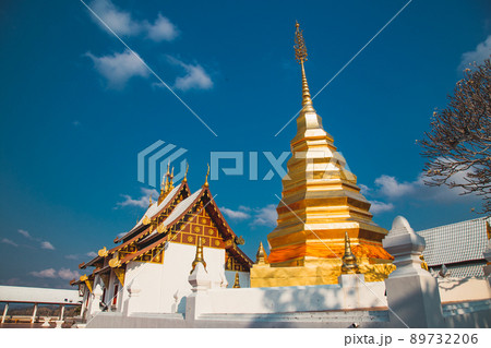 Wat Phrathat Pu Jae buddha and Huai Mae Toek lake in Phrae province, Thailand Wat Phrathat Pu Jae buddha and Huai Mae Toek lake in Phrae province, Thailand 89732206