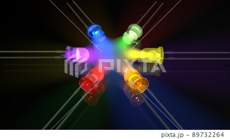 6色のLEDを丸く並べて光らせている画像 89732264