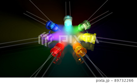 7色のLEDを丸く並べて光らせている画像 89732266
