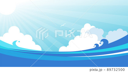 空と海の背景イラスト素材 89732500