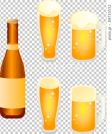 Summer beer bottle mug glass icon emoji mark decoration drink simple illustration set 89733552
