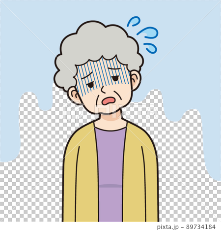 疲れたシニア女性＿線画 89734184