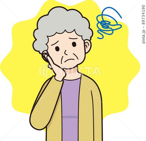 困ったシニア女性＿線画 89734190