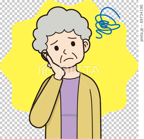 困ったシニア女性＿線画 89734190