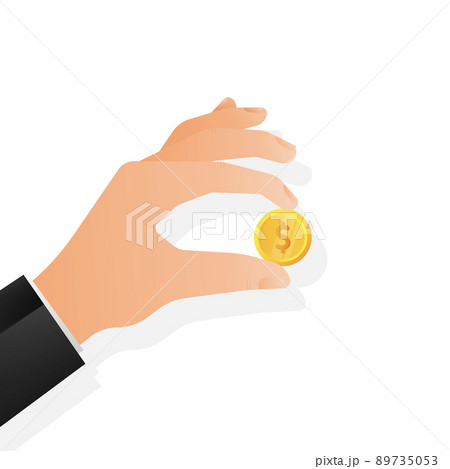 Dollar coin in hand. Vector line set. Finance growth vector. Isometric outline concept. Dollar coin in hand. Vector line set. Finance growth vector. Isometric outline concept. 89735053