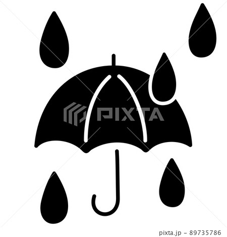 シンプルな傘と雨マーク シルエット のイラスト素材