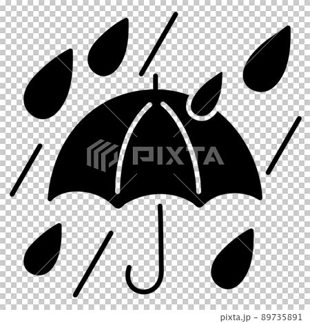 Simple umbrella and strong rain mark (silhouette) Simple umbrella and strong rain mark (silhouette) 89735891