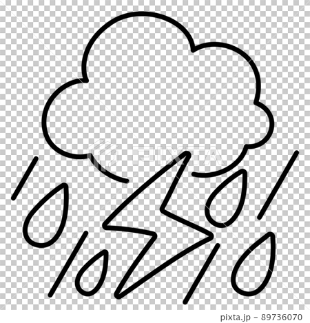 Simple strong thunderstorm mark (line drawing) 89736070