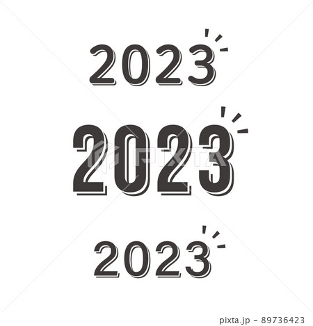 2023 シンプルなロゴ風の影付きデザイン文字セット 白黒 2023 シンプルなロゴ風の影付きデザイン文字セット 白黒 89736423