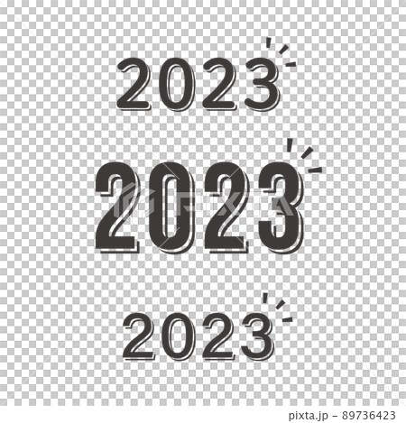2023 シンプルなロゴ風の影付きデザイン文字セット 白黒 2023 シンプルなロゴ風の影付きデザイン文字セット 白黒 89736423
