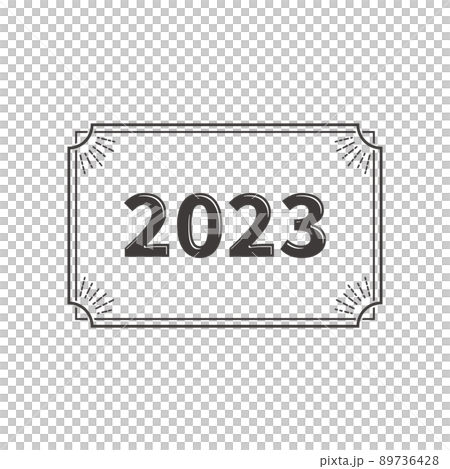 2023 お洒落なフレームと光沢のあるデザイン文字　白黒 89736428