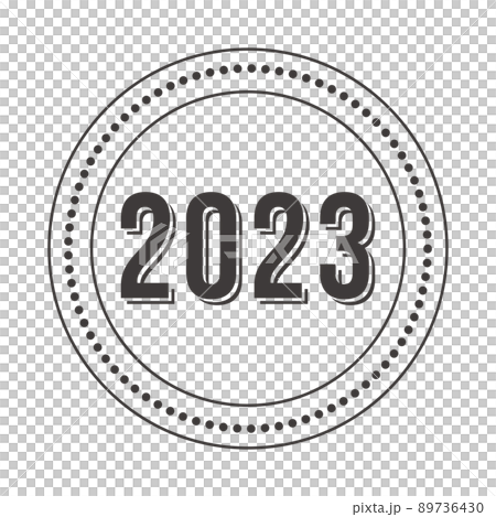 2023 影付きの文字とスタンプ風フレーム素材 白黒 2023 影付きの文字とスタンプ風フレーム素材 白黒 89736430
