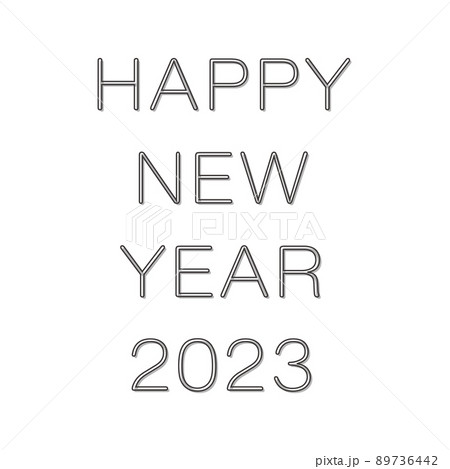 23年の年賀状 シンプルなデザインの細字の賀詞 英語のイラスト素材