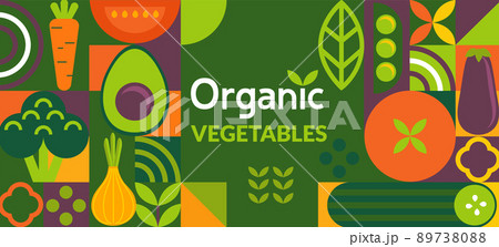 Organic vegetable banner in simple geometric style Organic vegetable banner in simple geometric style 89738088