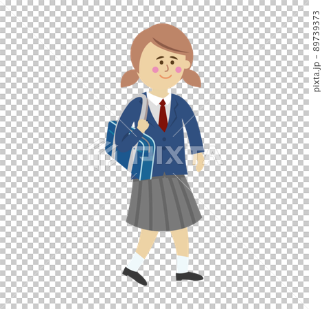 一個女學生去上學的插圖圖像 一個女學生去上學的插圖圖像 89739373