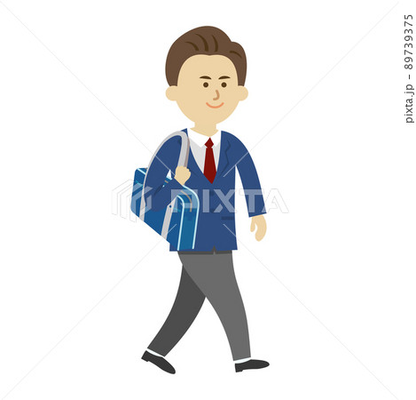 通学する男子生徒のイラストイメージ 通学する男子生徒のイラストイメージ 89739375