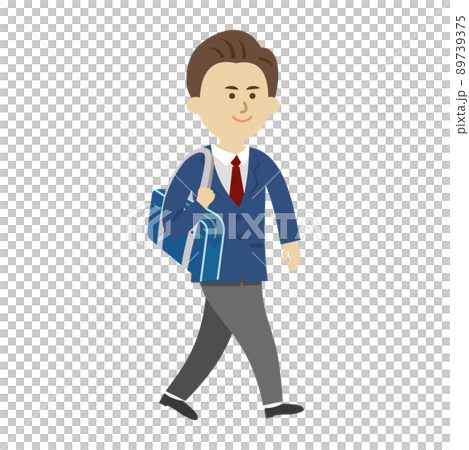 通学する男子生徒のイラストイメージ 通学する男子生徒のイラストイメージ 89739375