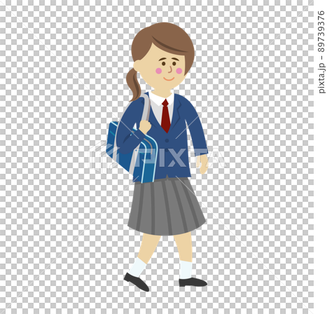 一個女學生去上學的插圖圖像 一個女學生去上學的插圖圖像 89739376
