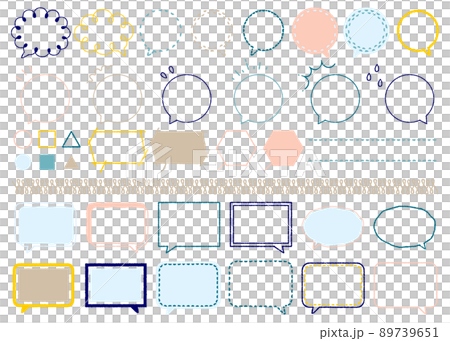 シンプルな装飾枠のパステルカラーのイラスト【セット】 89739651
