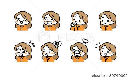 女性　女　表情　バリエーション 89740062