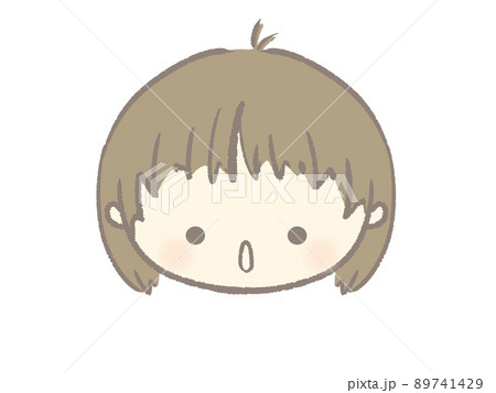少しびっくりした顔の女の子イラストのイラスト素材