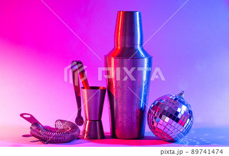 Bar tools in trendy neon light Bar tools in trendy neon light 89741474