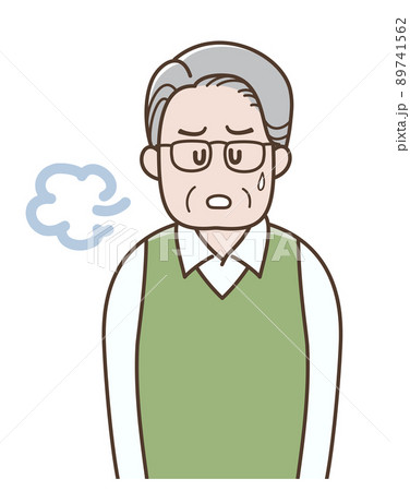 ため息をつくシニア男性のイラスト 89741562