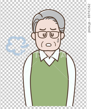 ため息をつくシニア男性のイラスト 89741562