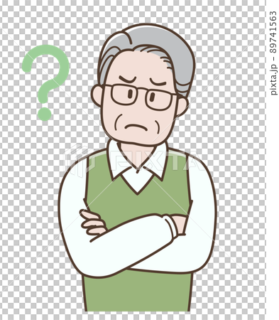 一位老人思考的插圖 89741563