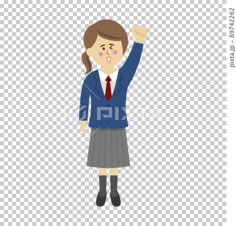 一個女學生做膽量姿勢的插圖圖像 一個女學生做膽量姿勢的插圖圖像 89742262