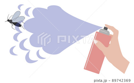 スプレー式の殺虫剤を蚊に吹きかけるイラスト 89742369