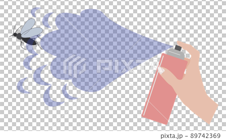 スプレー式の殺虫剤を蚊に吹きかけるイラスト 89742369