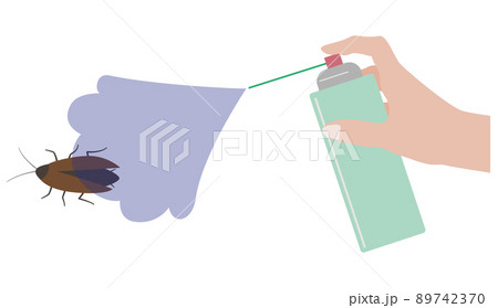 スプレー式の殺虫剤をゴキブリに吹きかけるイラスト 89742370