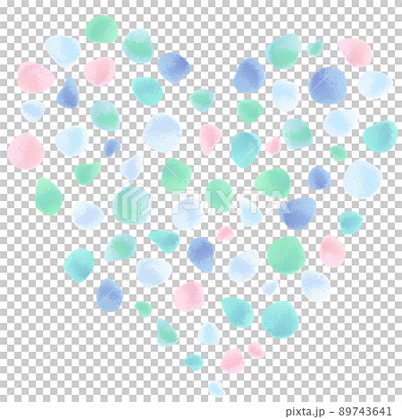 シーグラスで描くハート 柔らかい風合いにかすれ加工 ベクターイラスト 89743641