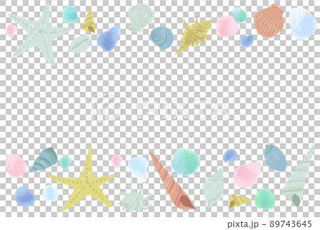 Vector illustration frame of seagrass and seashells 89743645