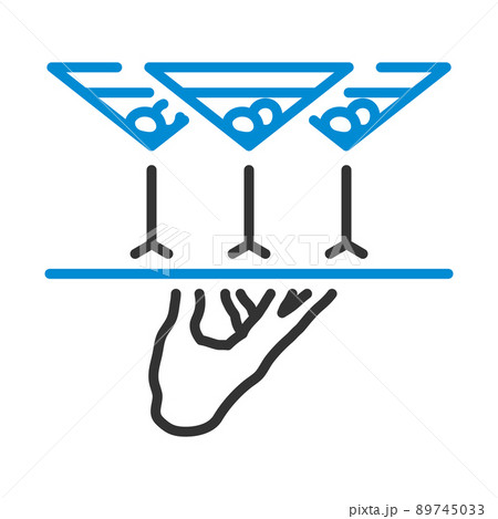 Waiter Hand Holding Tray With Martini Glasses Icon 89745033