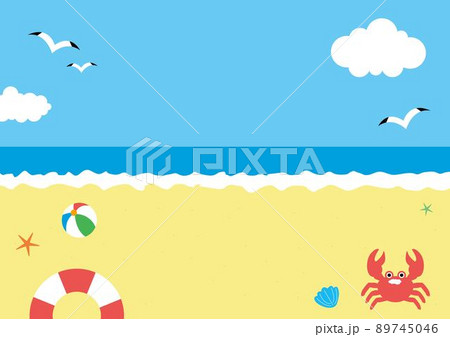 海と砂浜 波イラスト背景のイラスト素材