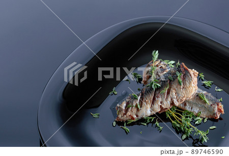 Grilled sardines with thyme . Grilled sardines with thyme . 89746590